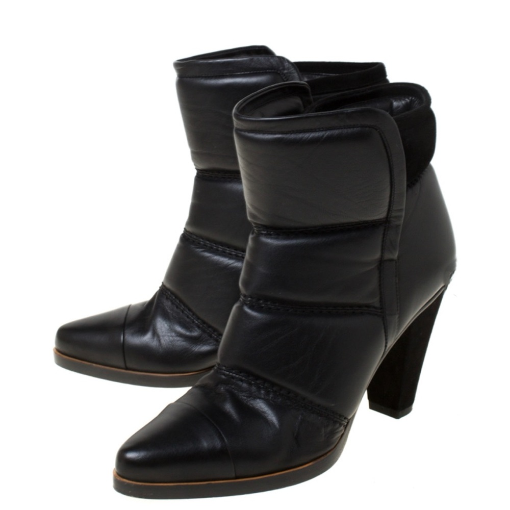 CHLOE Devon Boot Quilted Puffer Black Leather Ankle Boots